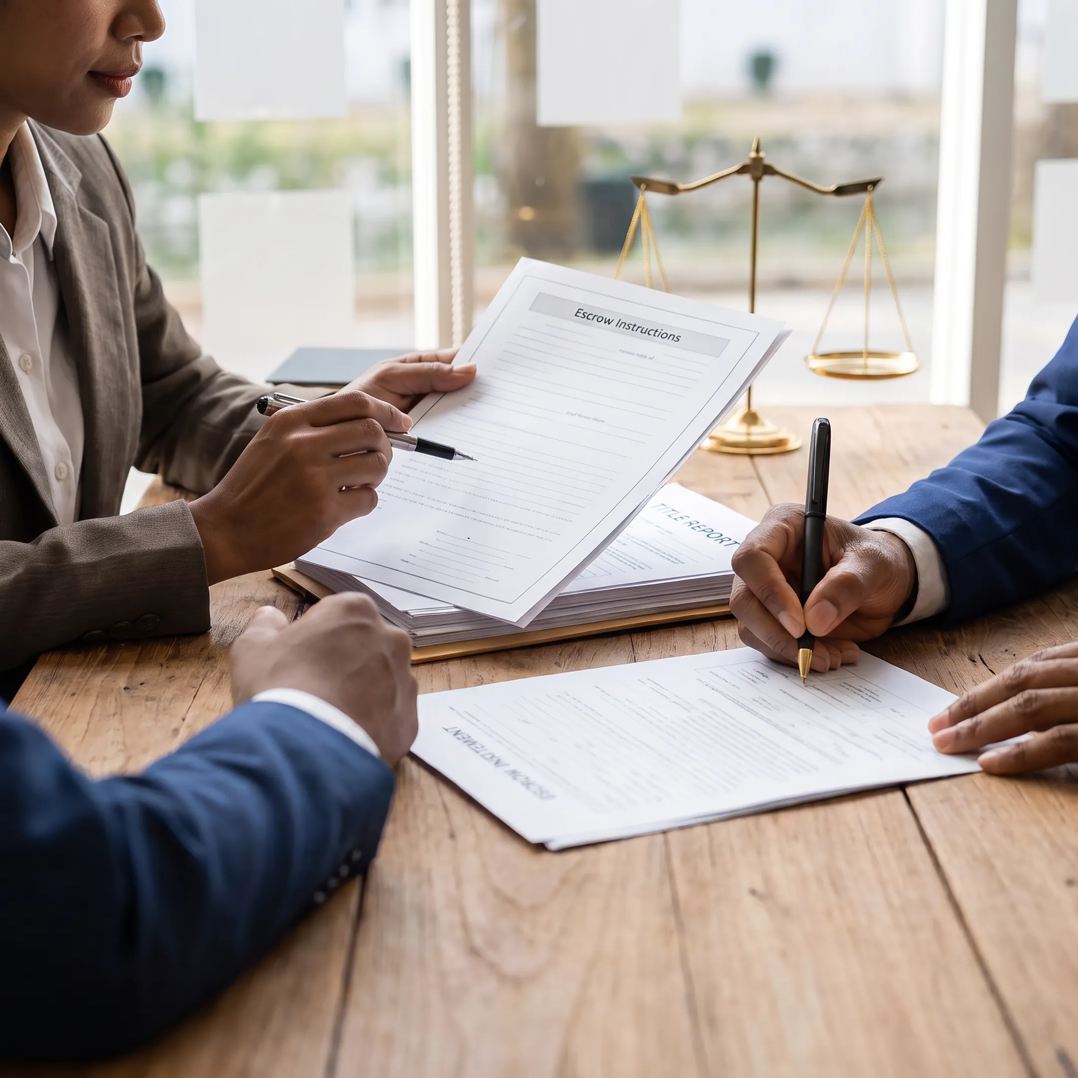 Florida real estate attorney organizing escrow and title documents
