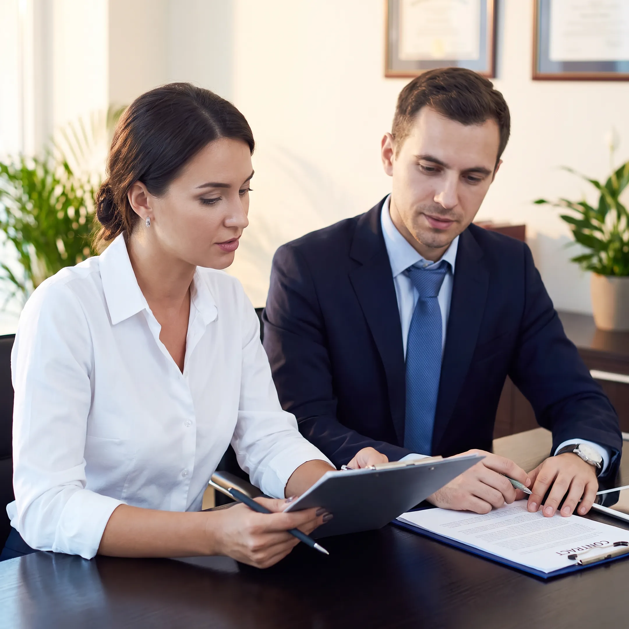 Attorney reviewing a business contract with a Florida business owner