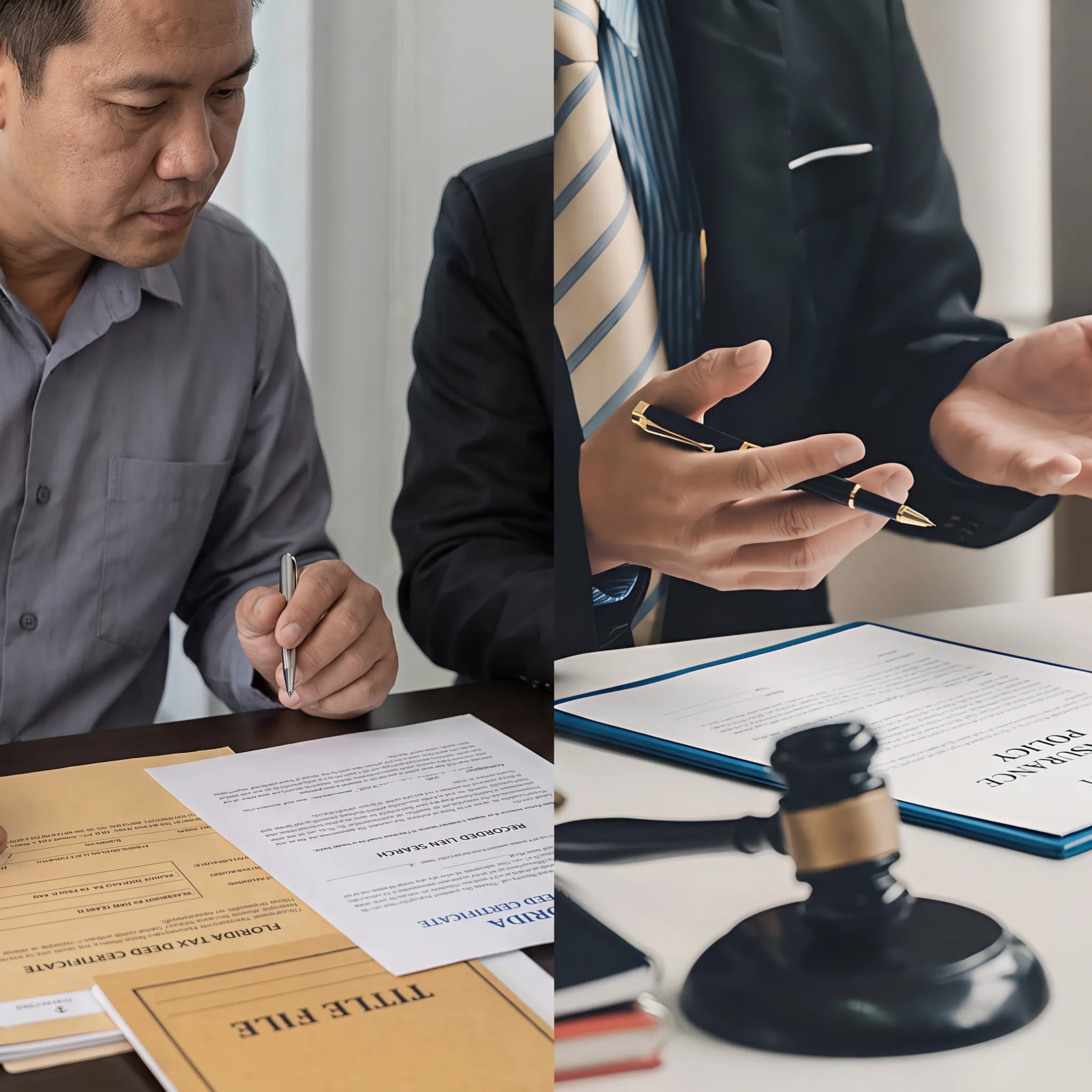 Attorney examining tax deed title records for a Florida property