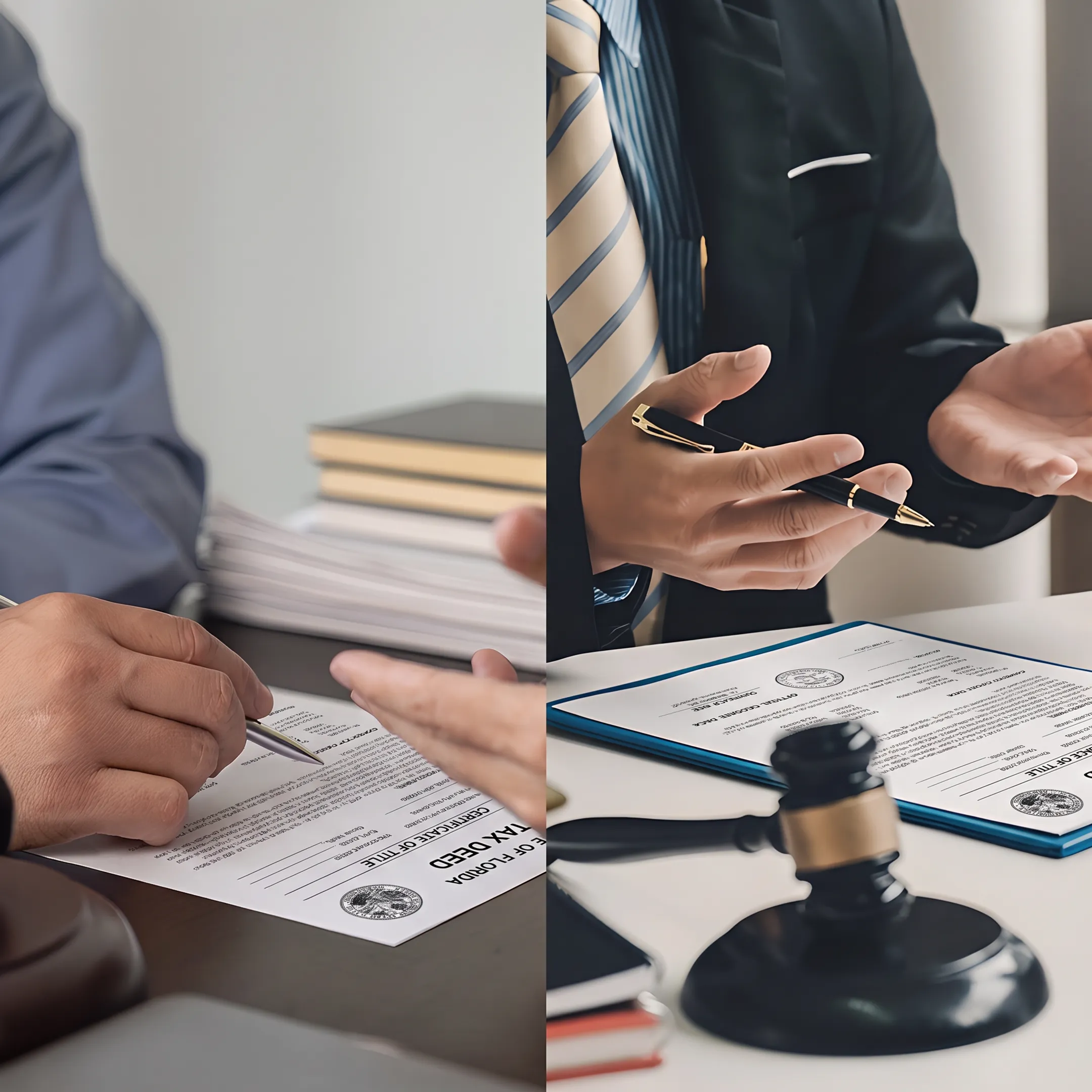 Attorney reviewing Florida tax deed property documents