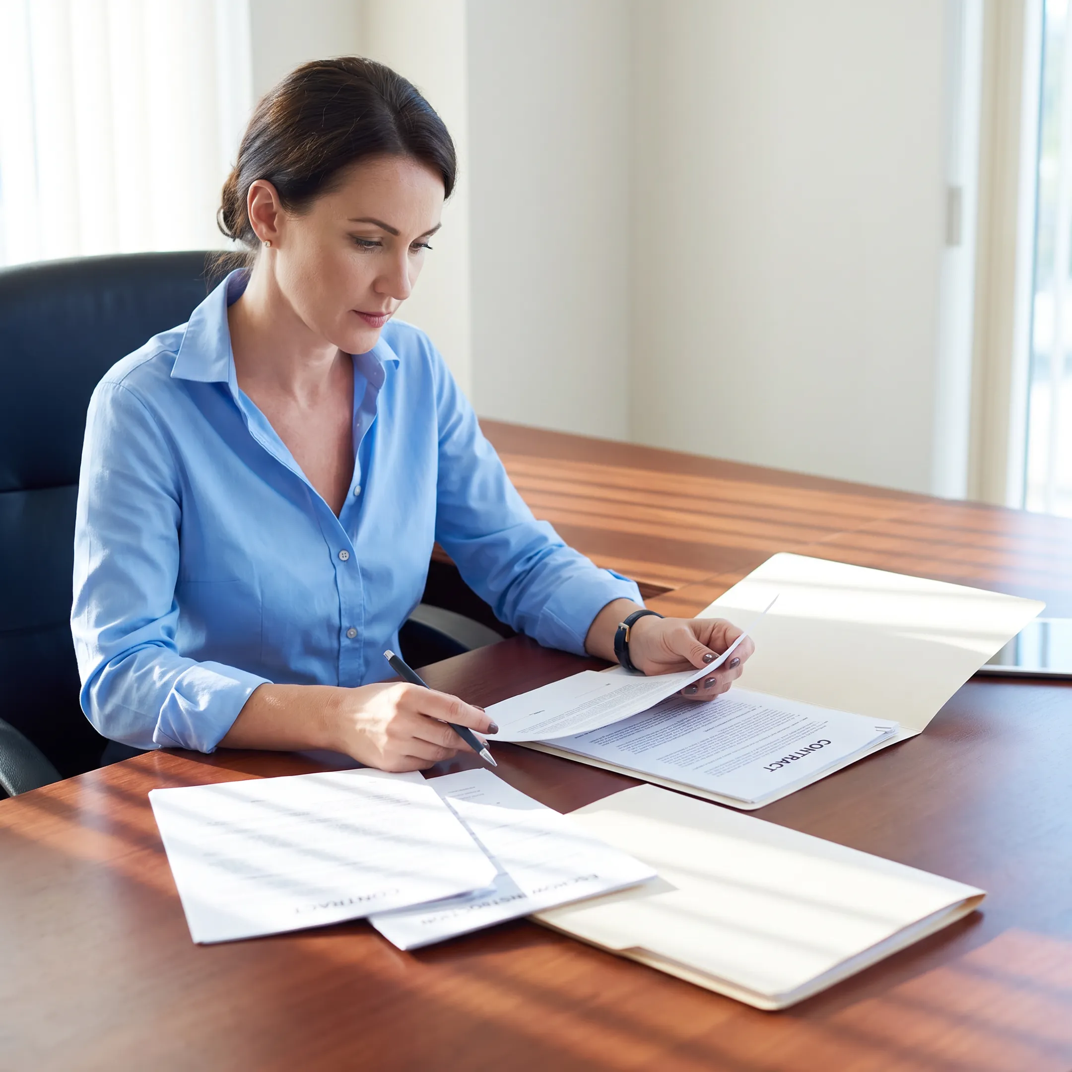 Attorney reviewing Florida real estate title and escrow documents