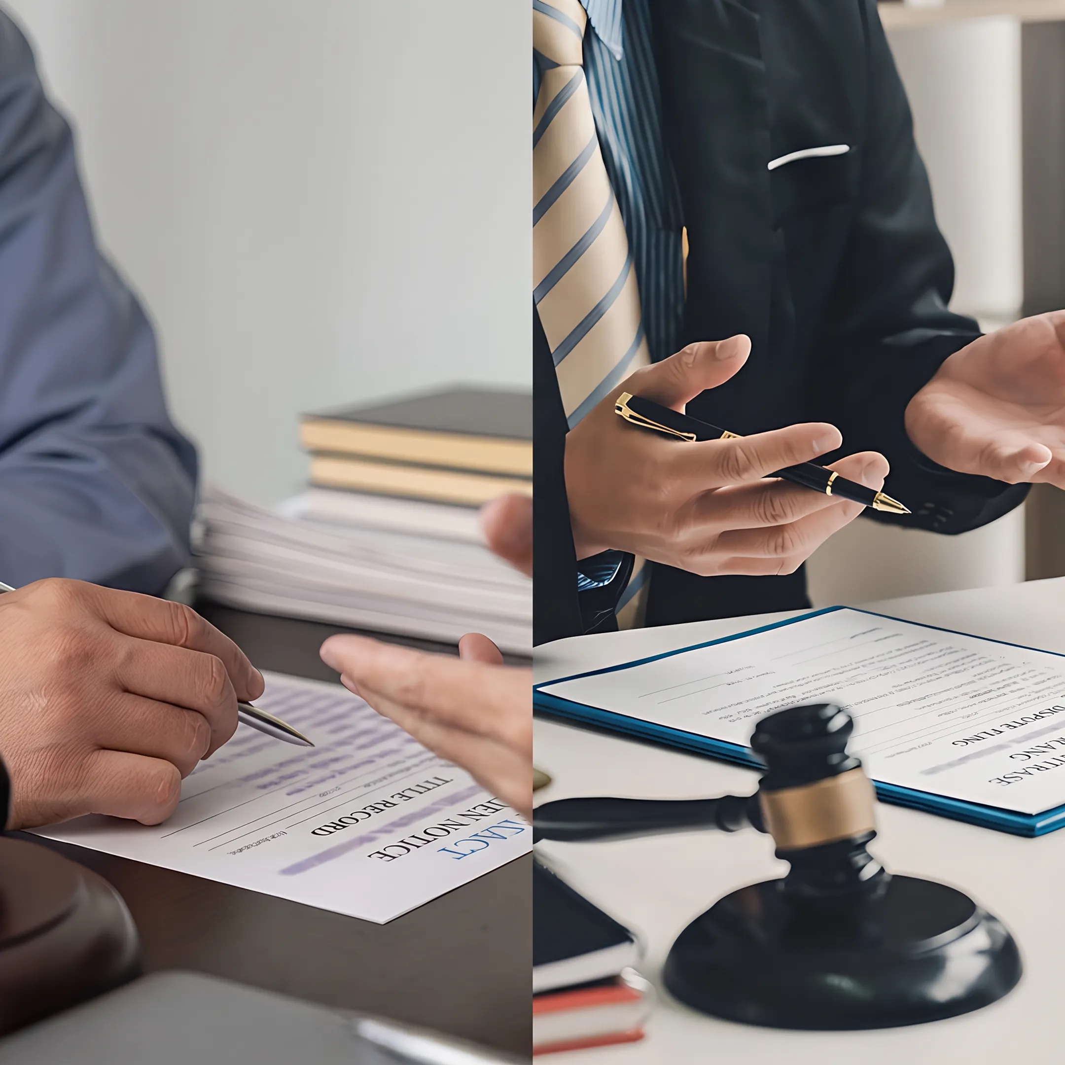 Attorney examining real estate lien documents