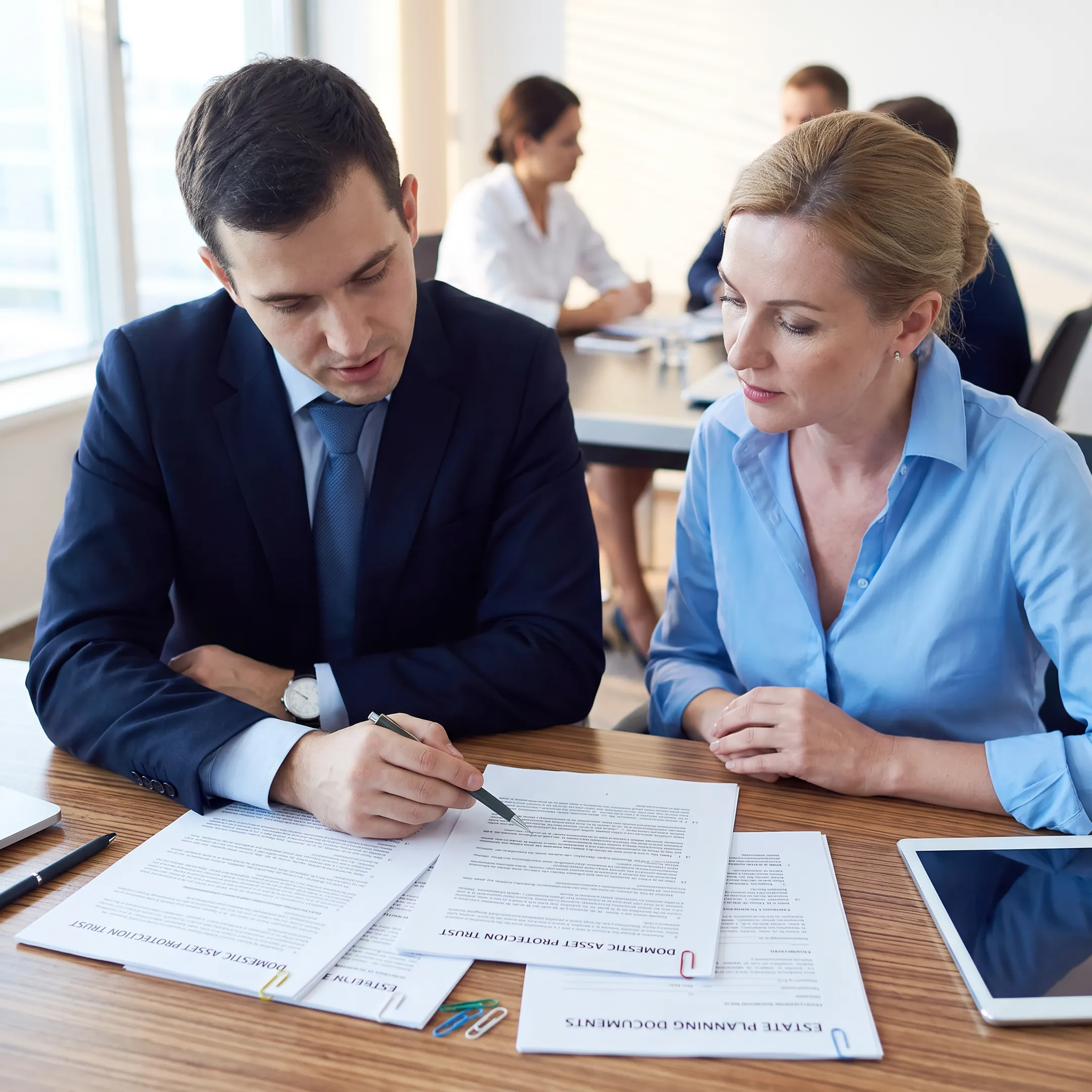 Florida attorney explaining asset protection trust options to a client
