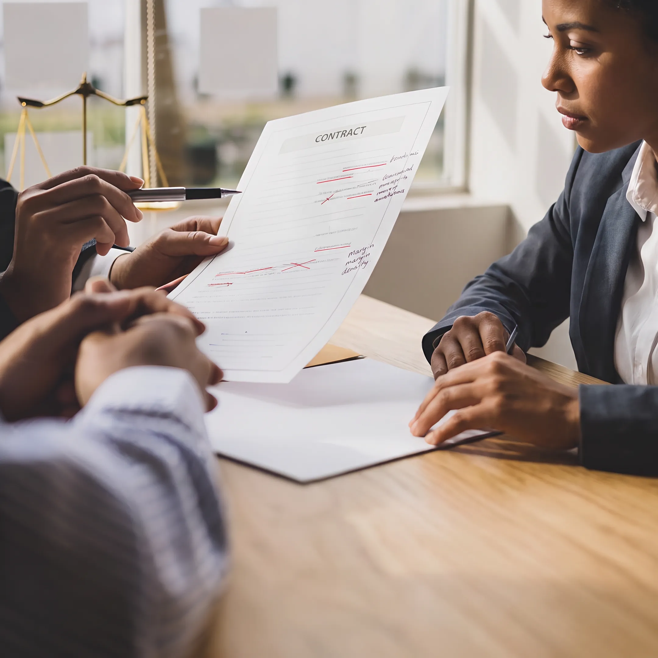 Florida attorney explaining contract terms to a client