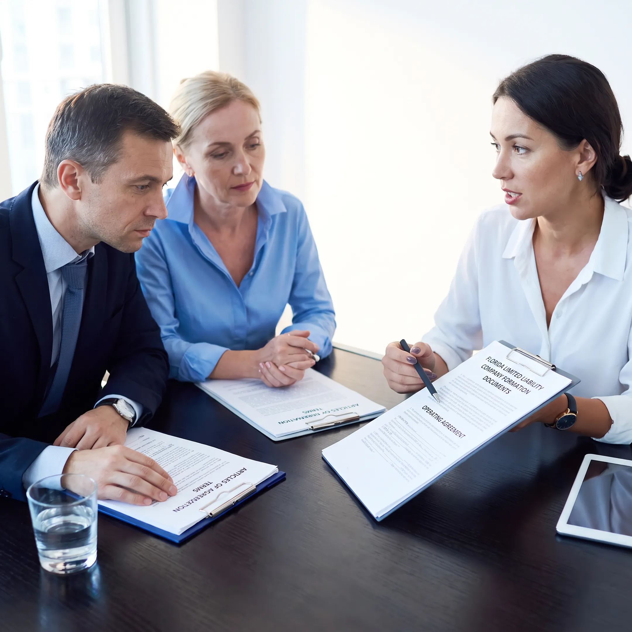 Florida attorney explaining LLC formation options to entrepreneurs