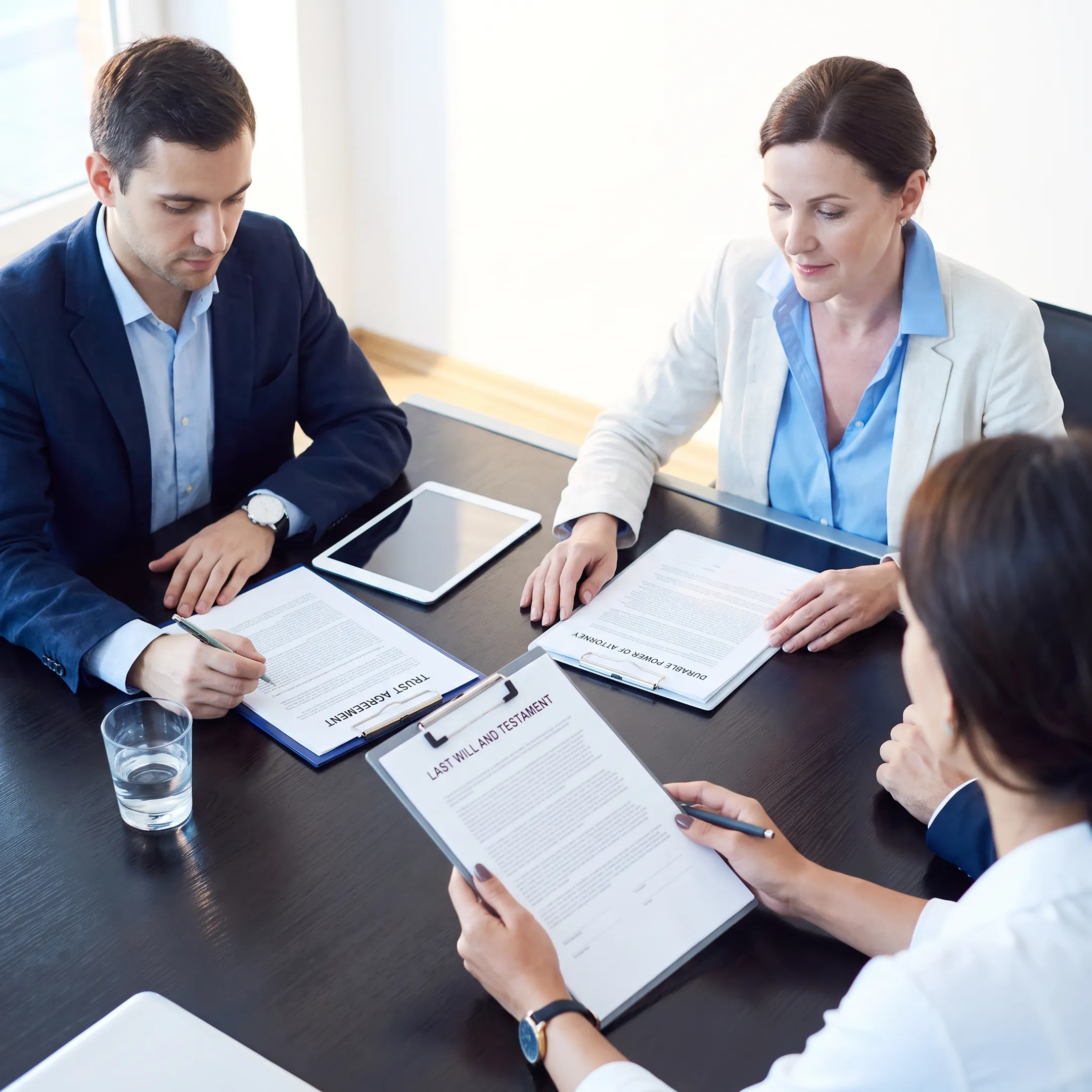 Florida attorney reviewing estate planning documents with a client