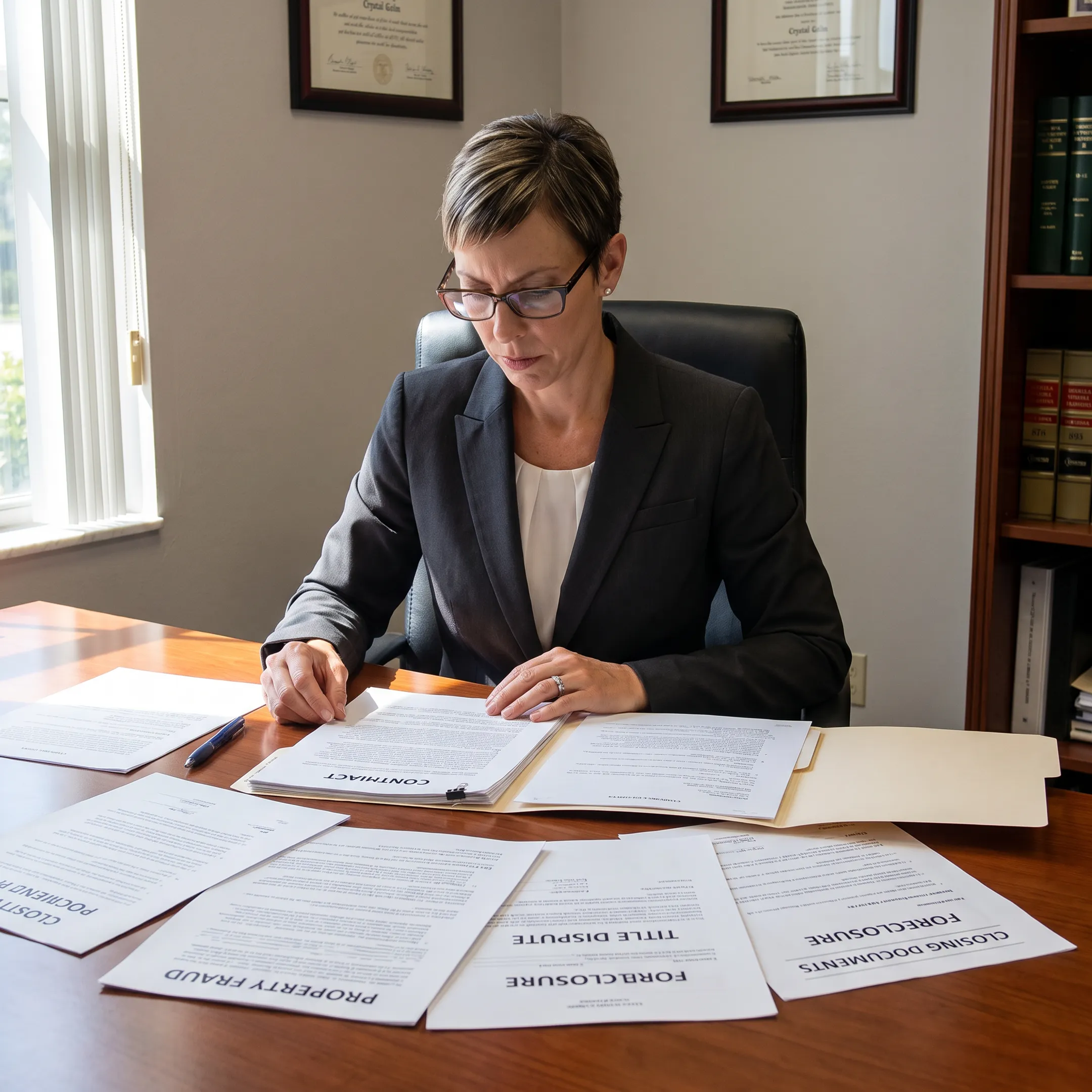 Florida real estate attorney examining disputed property documents