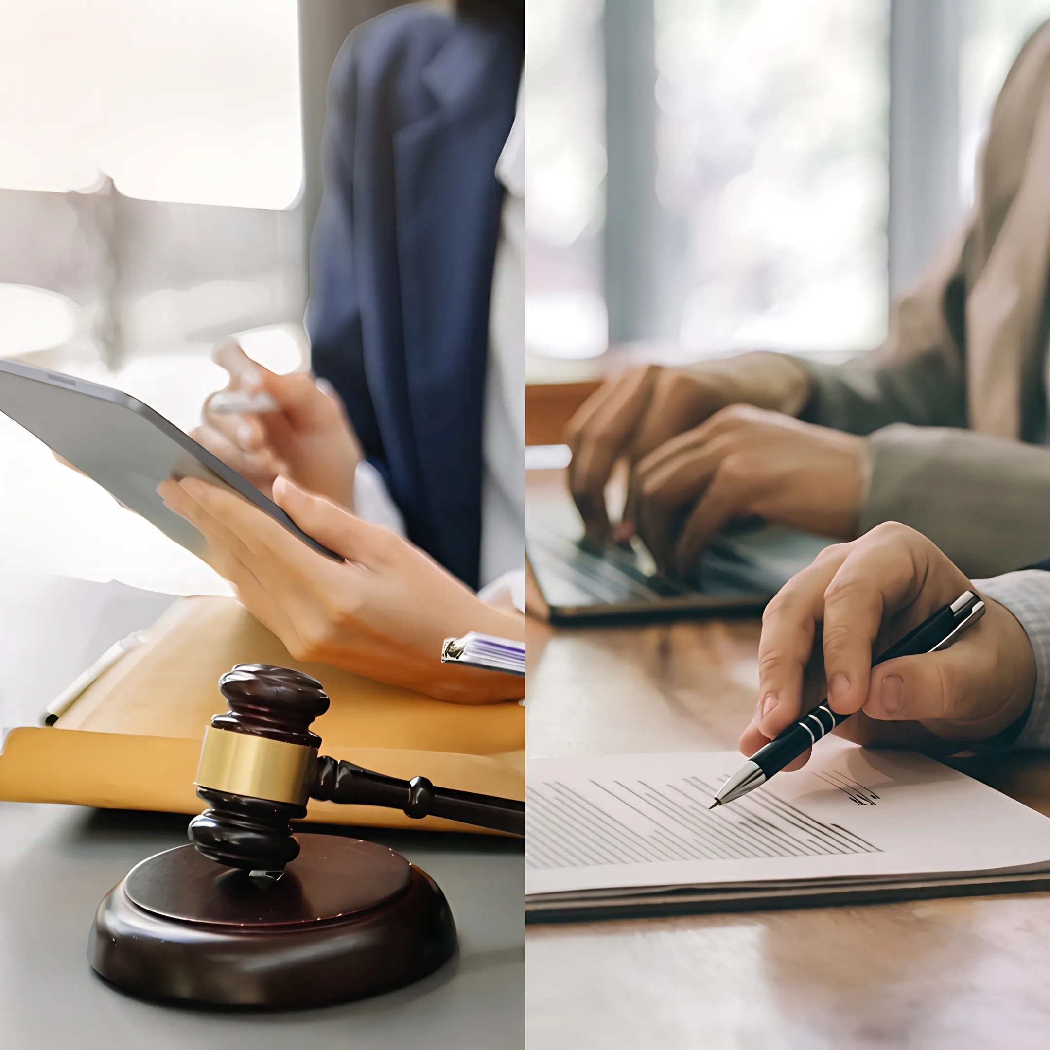 Attorney organizing Florida real estate title and escrow documents for closing