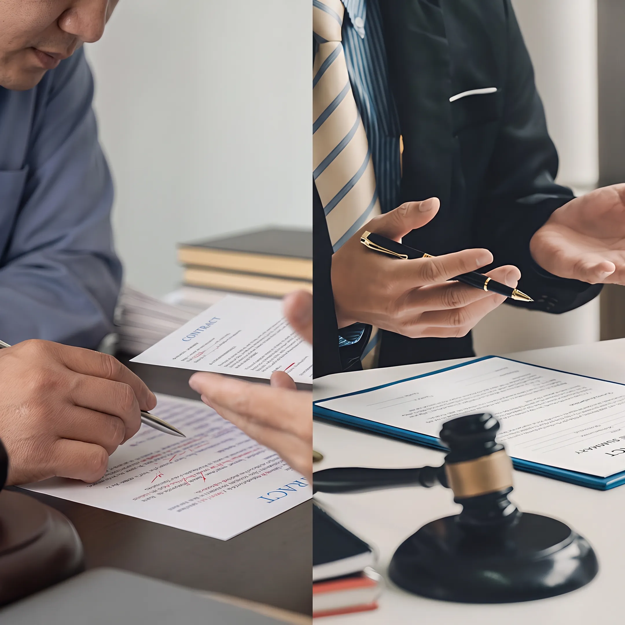 Florida attorney explaining contract dispute options to a business client