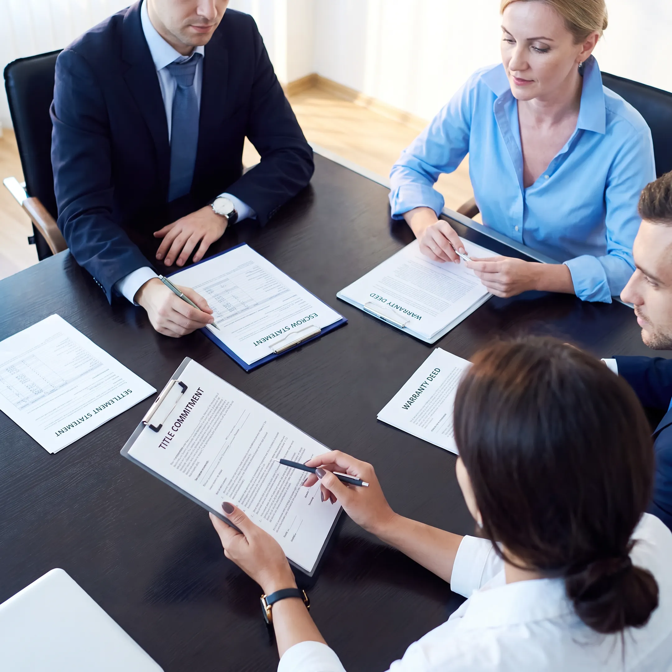 Florida attorney coordinating title and escrow documents for a real estate settlement
