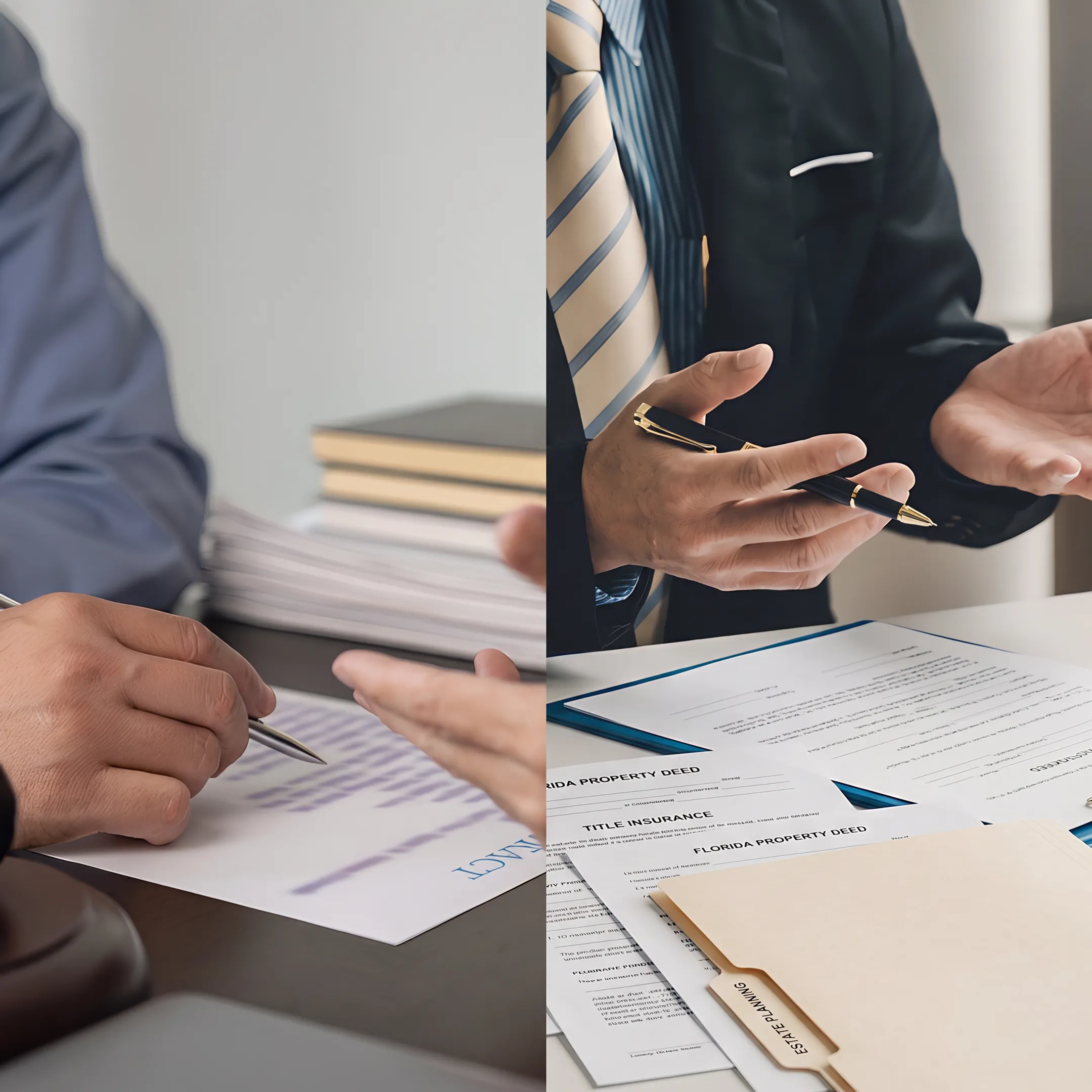 Attorney explaining deed transfer options to property owner