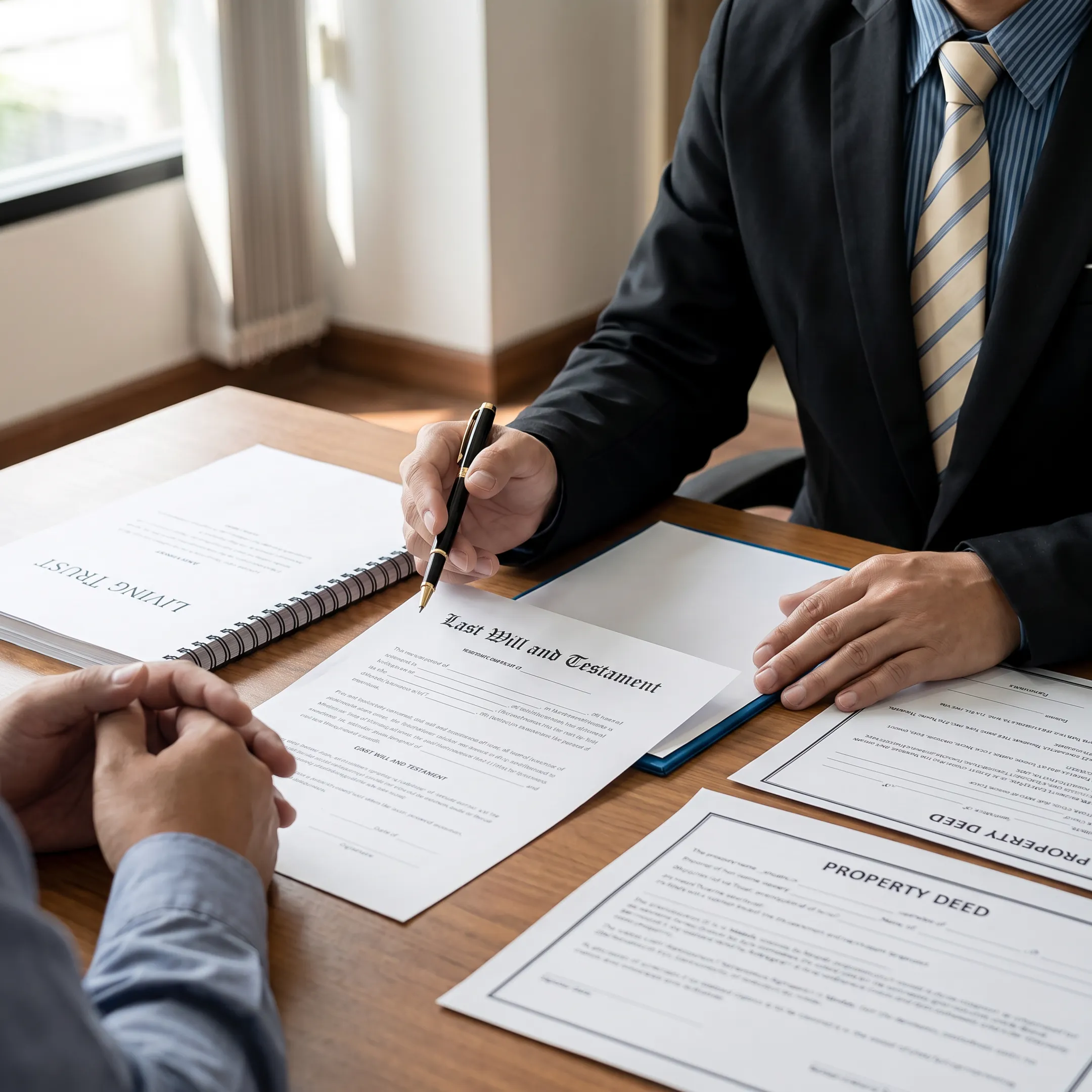 Florida attorney reviewing estate plan documents at a desk