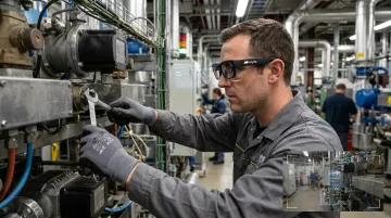 Technician wearing AI smart glasses capturing troubleshooting hands-free