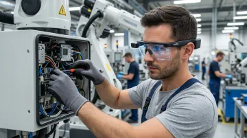 Factory technician wearing Myto AI glasses capturing troubleshooting expertise hands-free
