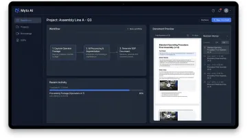 Myto AI platform interface displaying AI-generated version-controlled SOP from operator footage