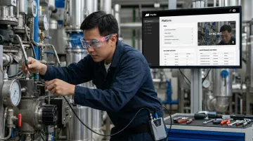 Technician wearing AI glasses while platform captures troubleshooting footage