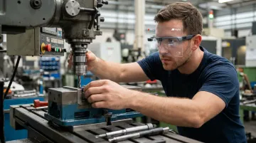 Operator wearing AI smart glasses capturing manufacturing procedure hands-free