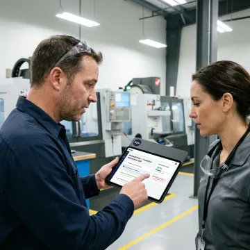 Manufacturing team reviewing AI operational intelligence