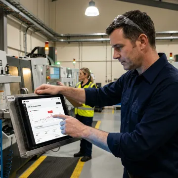 AI maintenance dashboard on factory floor