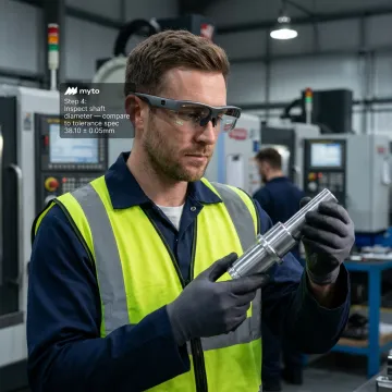 Operator using AI smart glasses on a factory floor