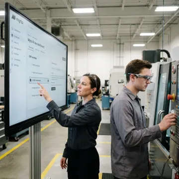 Manufacturing team reviewing AI captured workflow steps