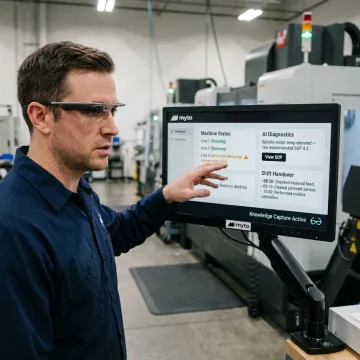 Operator using AI glasses on factory floor