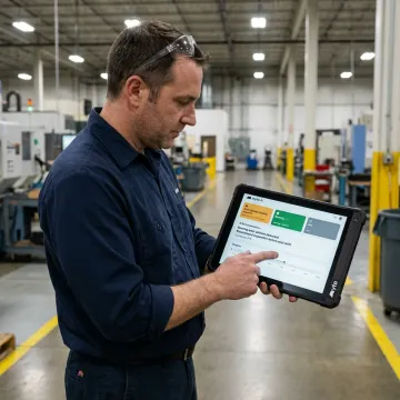 AI maintenance dashboard on factory floor