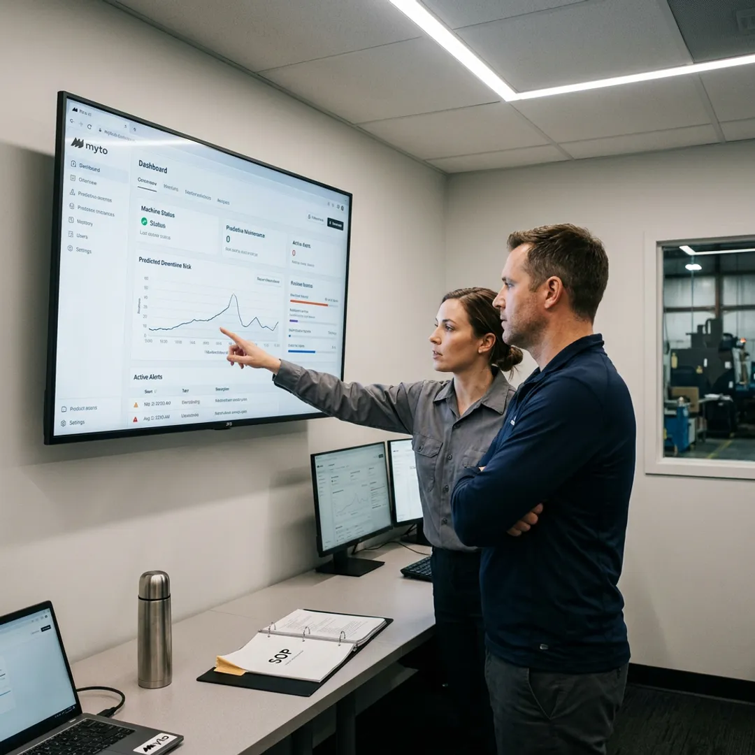 Predictive maintenance software ROI dashboard in a factory