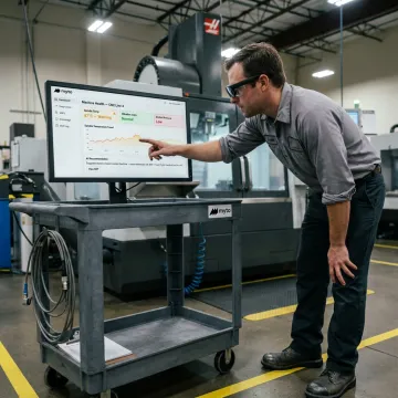 Technician reviewing AI maintenance guidance