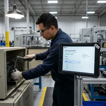 Operator using AI glasses to create SOPs