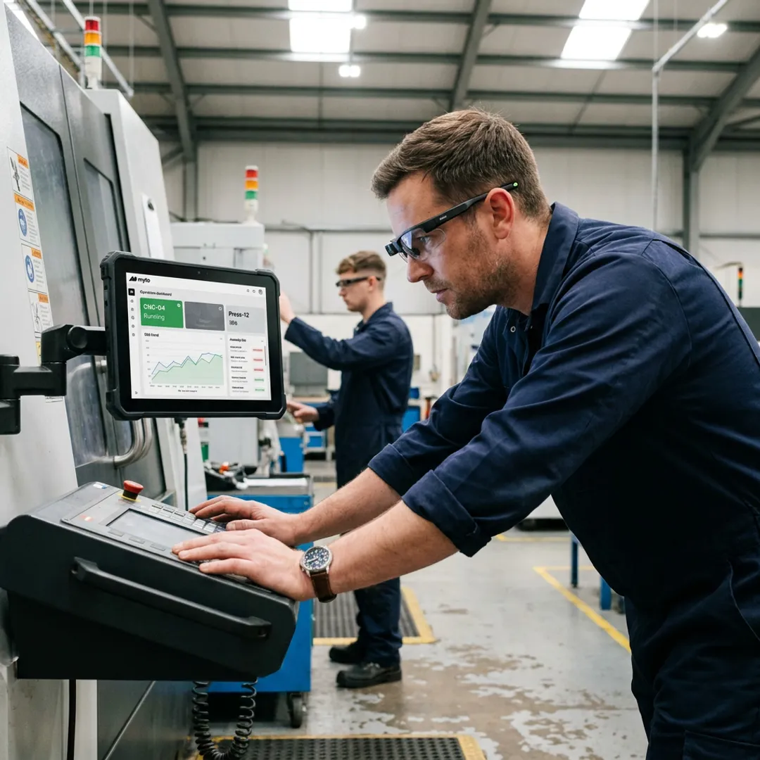 OEE monitoring software on a factory floor