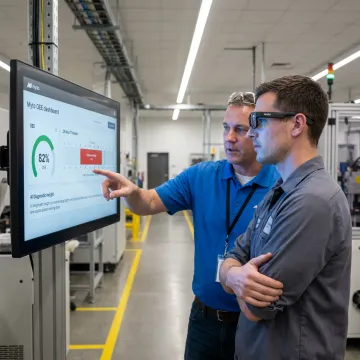 Manufacturing team reviewing OEE insights