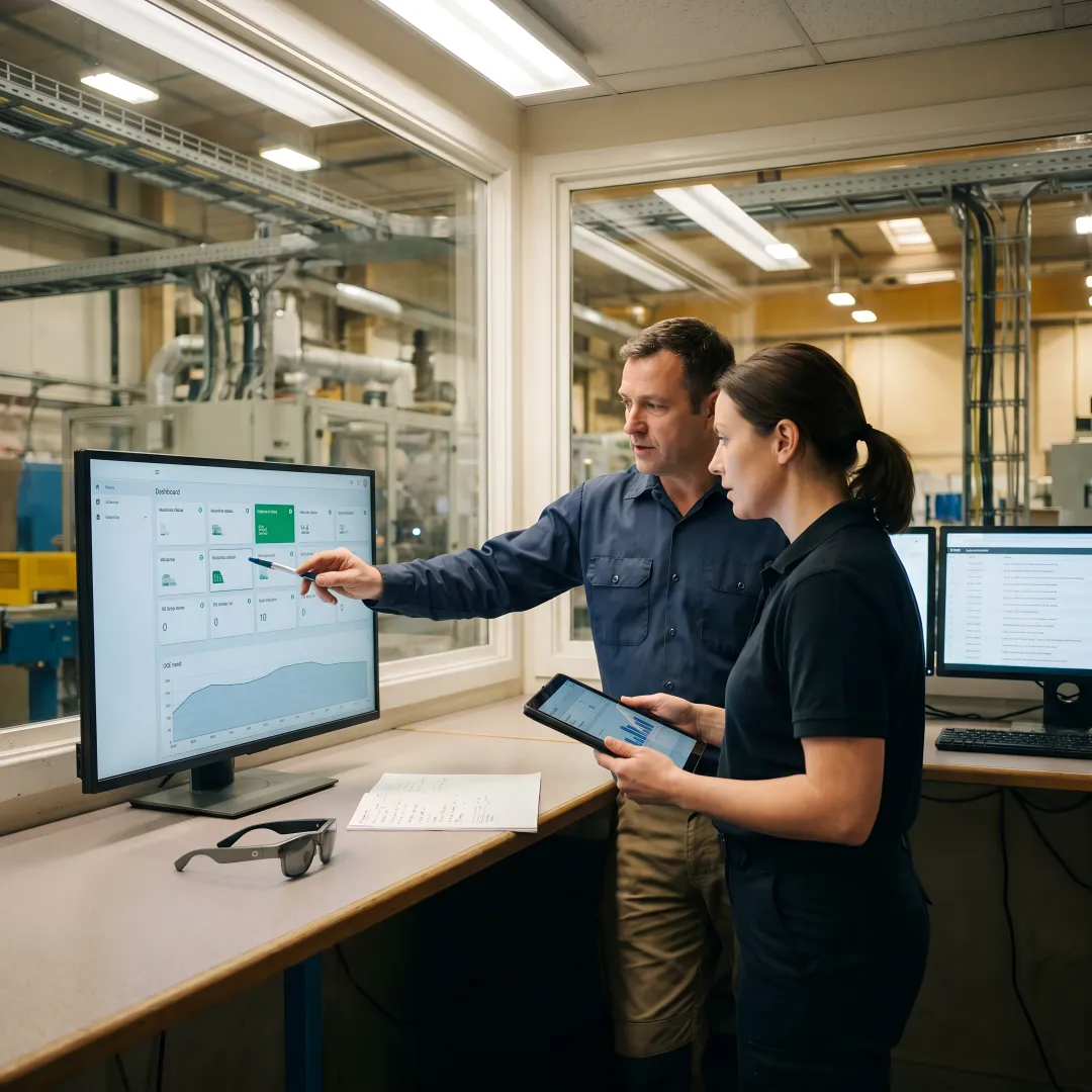 AI manufacturing workflow improving OEE