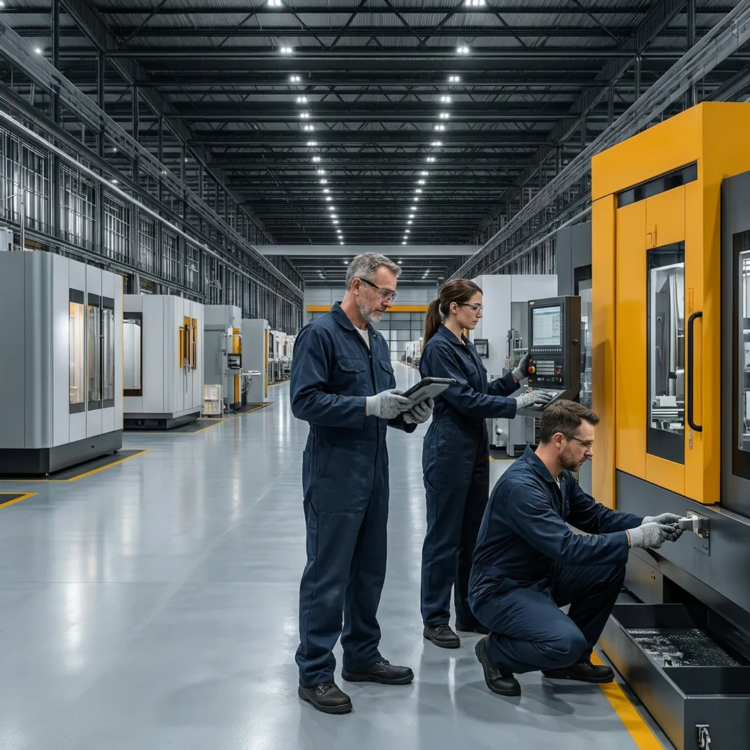 Manufacturing team reviewing AI workflow automation