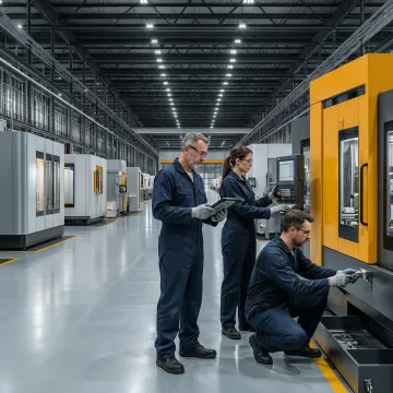 Manufacturing team reviewing AI workflow automation