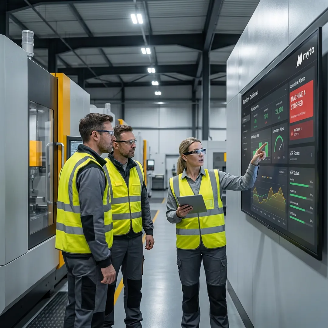 Manufacturing team configuring AI workflow automation