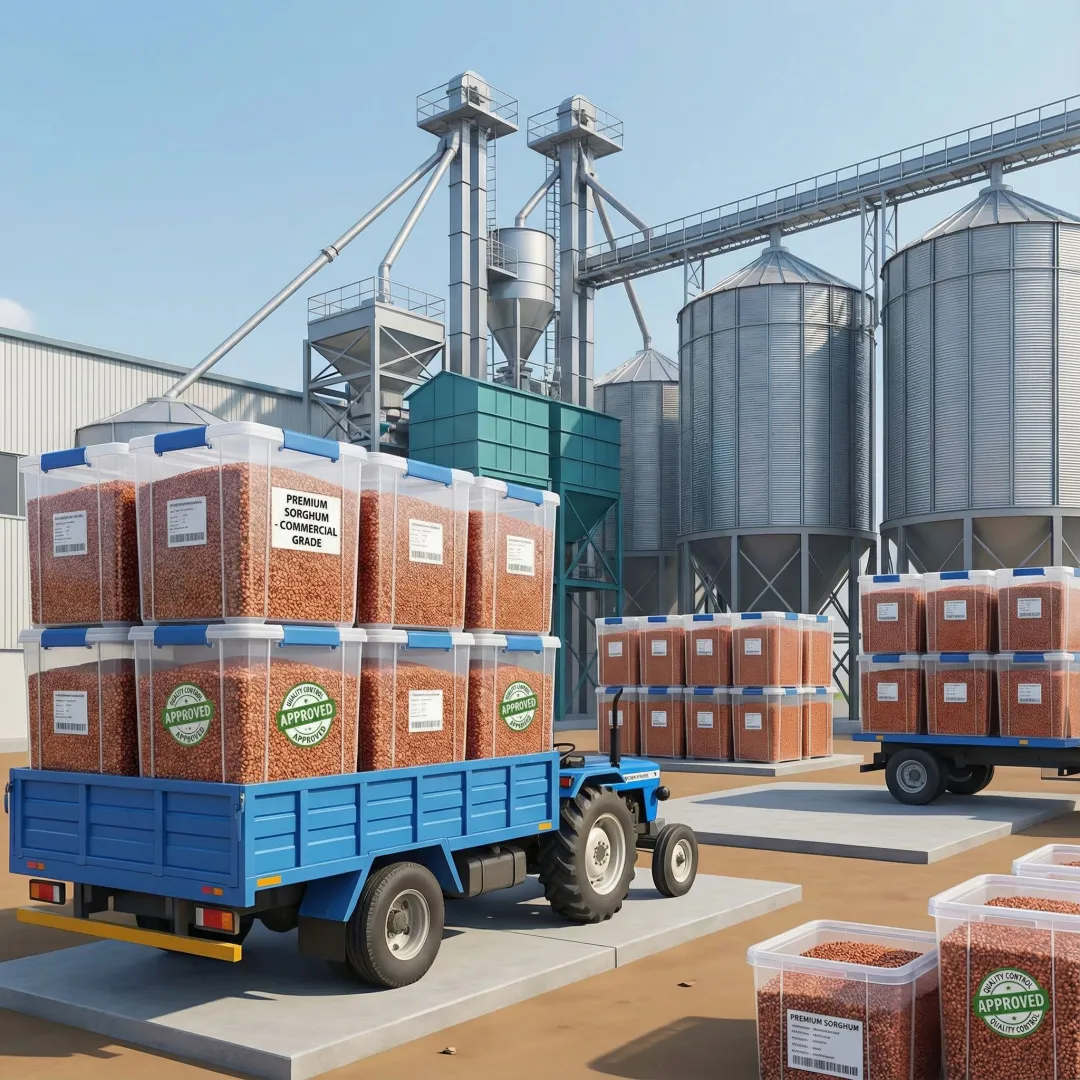 Premium sorghum grains in agricultural storage facility