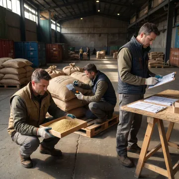 Millet supply team checking grain and packaging orders