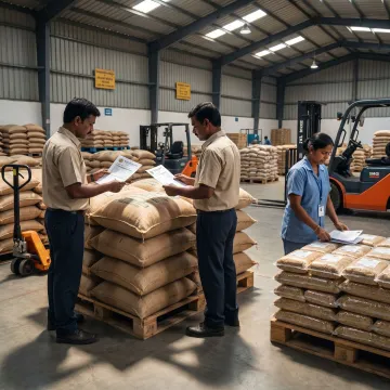 Millet supply team preparing bulk order