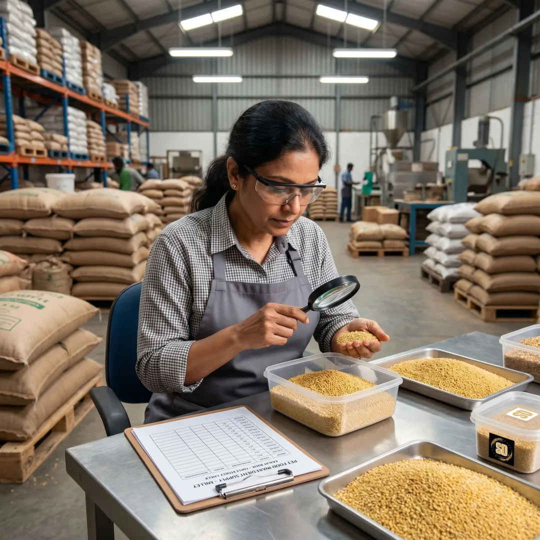 Millet supplier inspecting grains for quality
