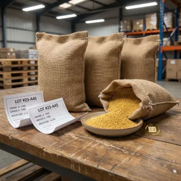 Foxtail millet being prepared for bulk pet food supply