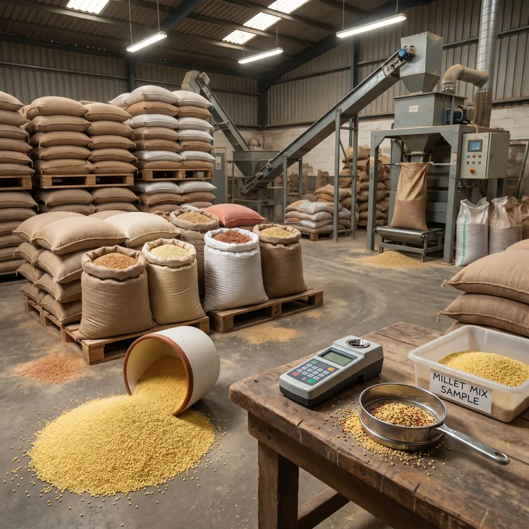 Bulk millet grains for poultry feed mills