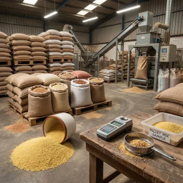Bulk millet grains for poultry feed mills