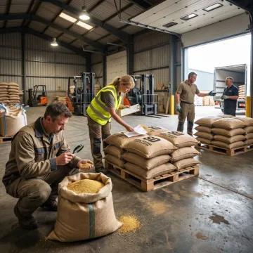 Millet supply team coordinating bulk feed ingredient dispatch