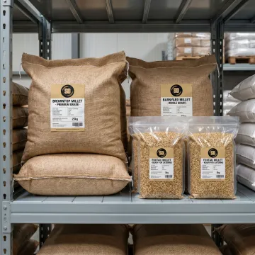 Millet grains packed for food service procurement