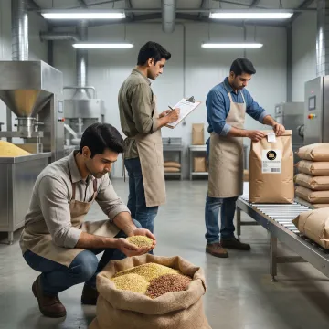 Millet supply team preparing packaged grains