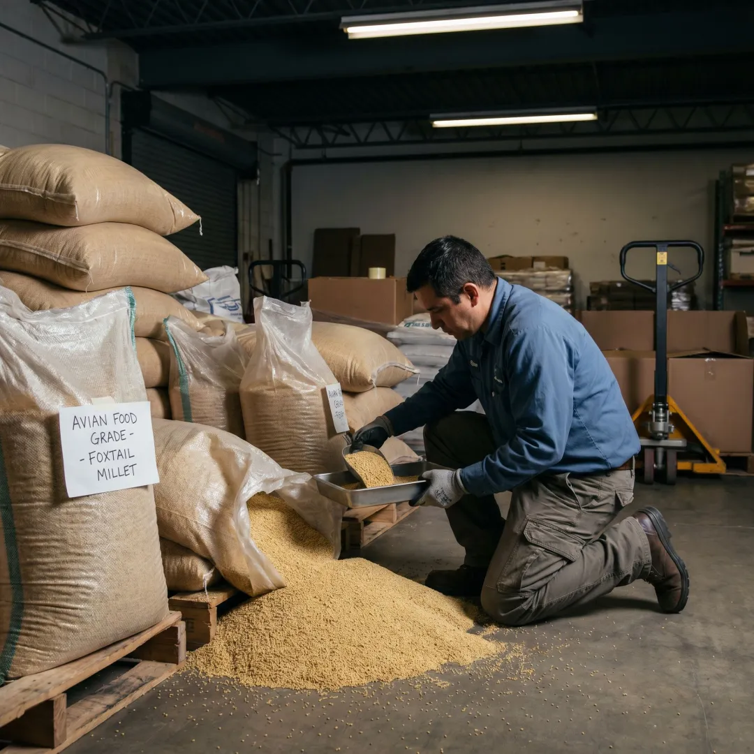 Bulk foxtail millet grains for pet bird food production