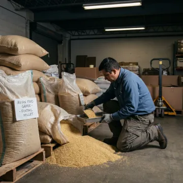 Bulk foxtail millet grains for pet bird food production
