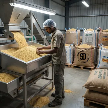 Foxtail millet prepared for bulk packaging