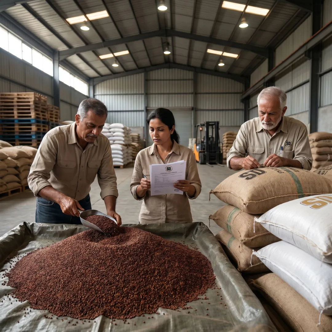 Quality inspection of ragi before bulk delivery